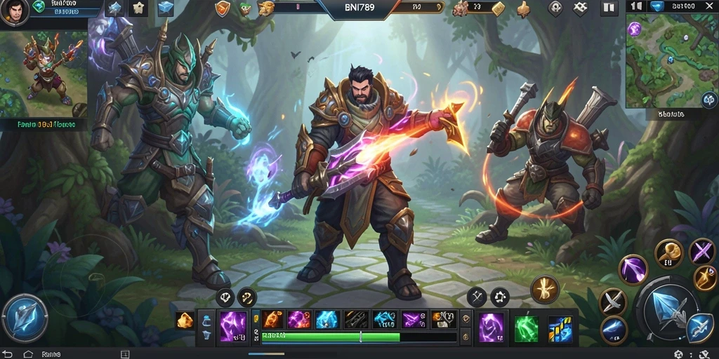 Screenshot gameplay BNI789 yang menampilkan pertempuran epik antar karakter.