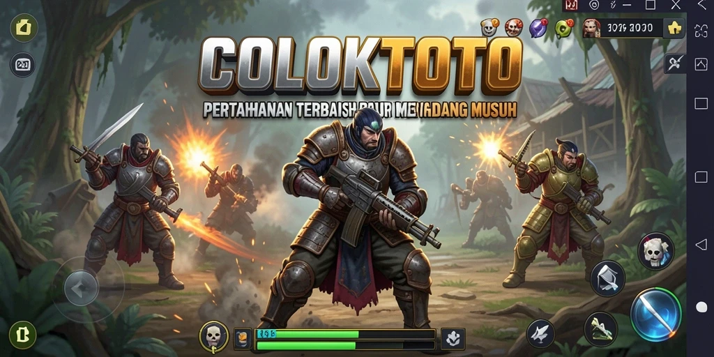 Gameplay COLOKTOTO menampilkan aksi menara pertahanan yang intens.