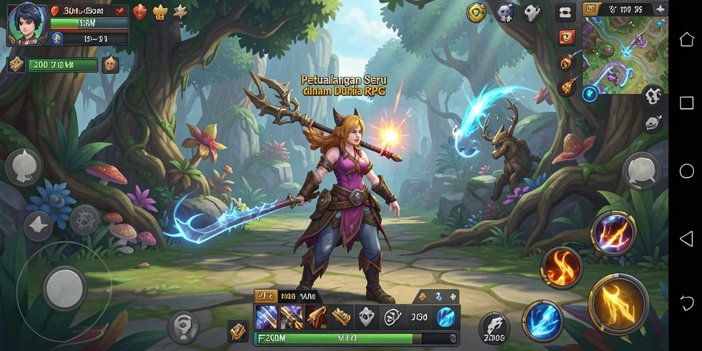 Tampilan menarik dari gameplay RPG di F200M.