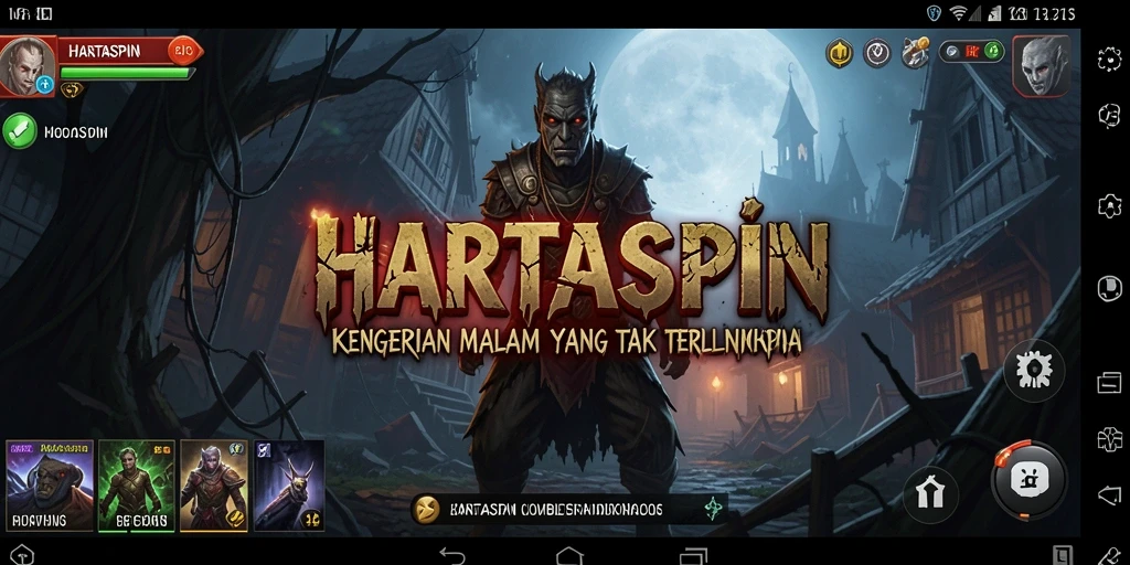 Screenshot HARTASPIN menampilkan suasana horor yang mencekam dan keseraman gameplay.