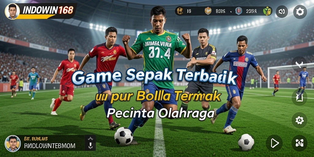Screenshot gameplay INDOWIN168 yang menampilkan aksi seru di lapangan sepak bola.