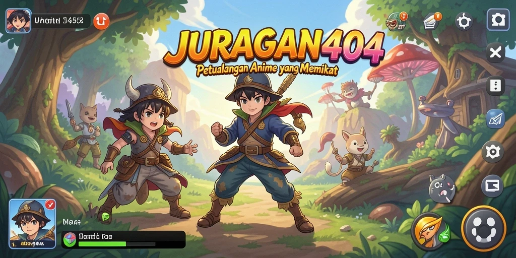 Tampilan gameplay menarik dari JURAGAN404 dengan karakter Anime yang dinamis.