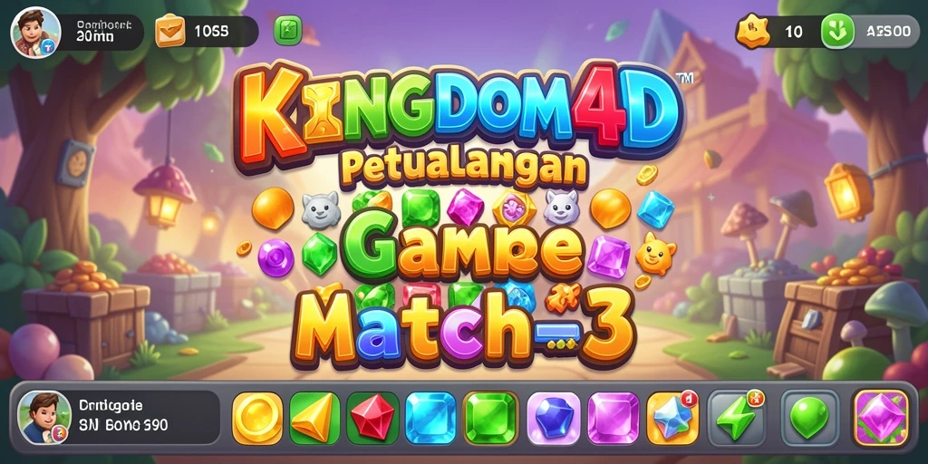 Screenshot KINGDOM4D menunjukkan gameplay seru dan penuh warna Match-3.