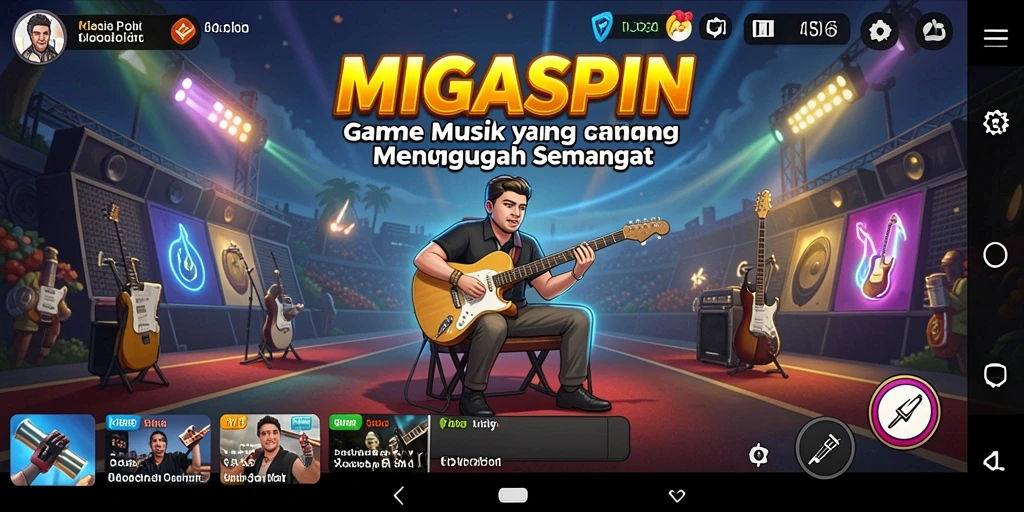 Tampilan gameplay yang interaktif dan berwarna dari MIGASPIN.