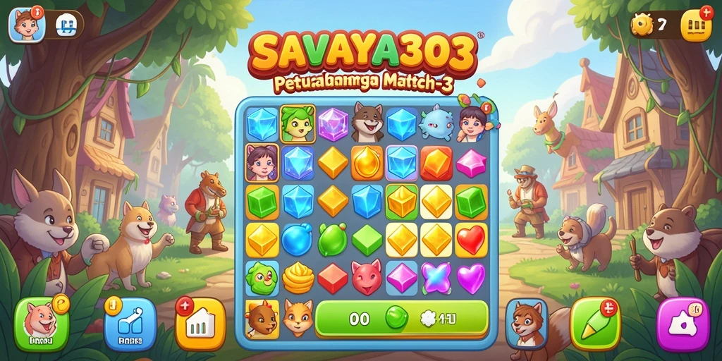 Tangkapan layar SAVAYA303 menampilkan aksi seru permainan Match-3.