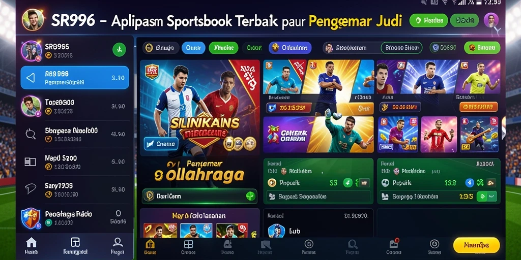 Screenshot utama SR996 menampilkan antarmuka taruhan olahraga yang dinamis.
